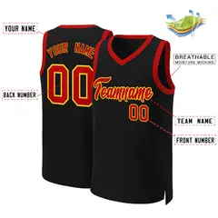 Black Red-Yellow Classic Basketball Jersey 2