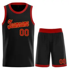 Black Red-Yellow Classic Basketball Jersey 1