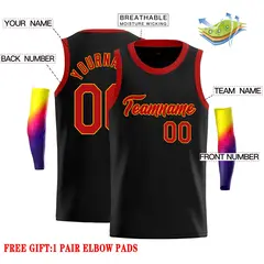 Black Red-Yellow Classic Basketball Jersey 2