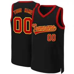Black Red-Yellow Classic Basketball Jersey 1