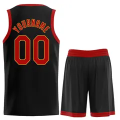 Black Red-Yellow Classic Basketball Uniform Jersey 2