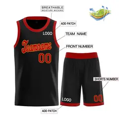 Black Red-Yellow Classic Basketball Uniform Jersey 3