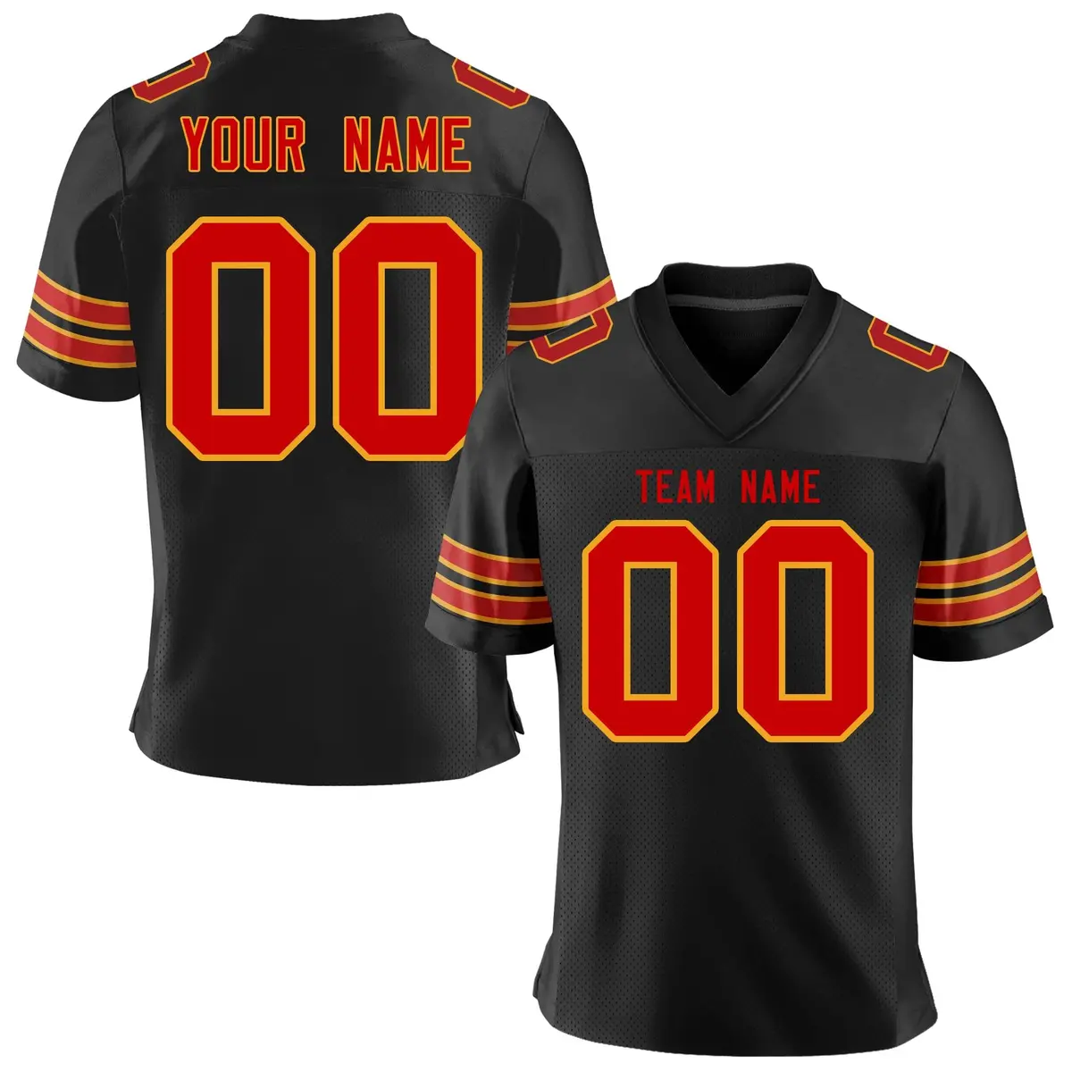 Black Red-Yellow Classic Mesh Authentic Football Jersey