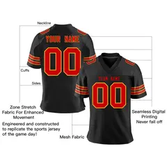 Black Red-Yellow Classic Mesh Authentic Football Jersey 2