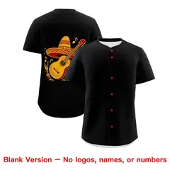 Black Red Yellow Graffiti Mexican Style Baseball Jersey 2