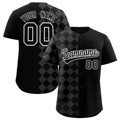 Black Rhombus Design Authentic Baseball Jersey