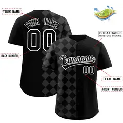 Black Rhombus Design Authentic Baseball Jersey 2