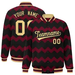 Black Ripple Color Block Varsity Letterman Jacket