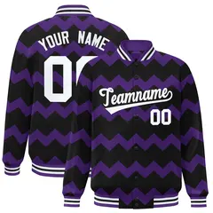 Black Ripple Color Block Varsity Letterman Jacket