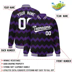 Black Ripple Color Block Varsity Letterman Jacket 2