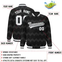Black Ripple Color Block Varsity Letterman Jacket 2
