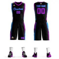 Black Rose Red-Powder Blue Classic Sets Basketball Jersey
