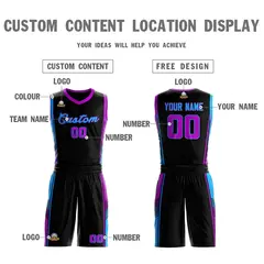 Black Rose Red-Powder Blue Classic Sets Basketball Jersey 3