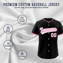 Black Rose Red White Classic Style Sports Baseball Jersey 3