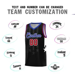 Black Royal and Red Gradient Star Graffiti Basketball Jersey 4