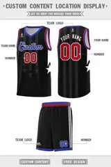 Black Royal and Red Gradient Star Graffiti Basketball Jersey 5