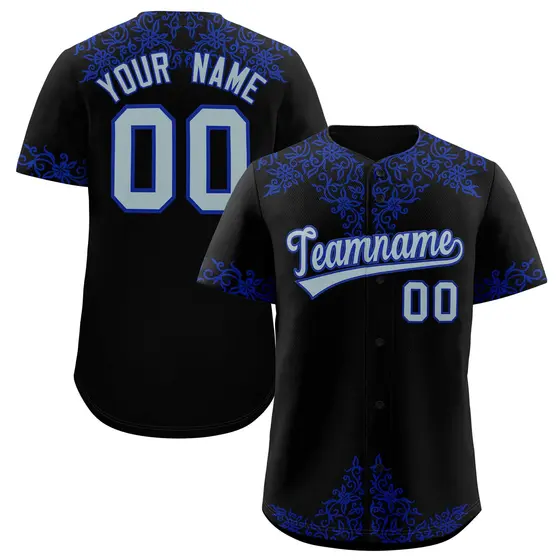 Black Royal Baroque Style Baseball Jersey