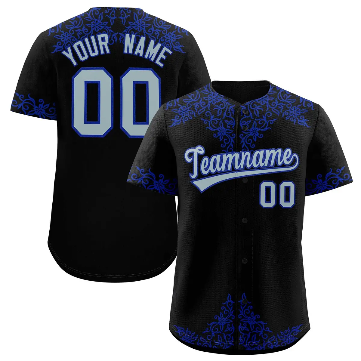 Black Royal Baroque Style Baseball Jersey