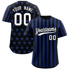 Black Royal Blue American Flag Graffiti Baseball Jersey