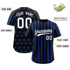 Black Royal Blue American Flag Graffiti Baseball Jersey 2
