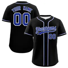 Black Royal Blue Classic Style Authentic Baseball Jersey 1