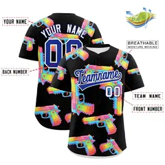 Black Royal Blue Firepower Graffiti Baseball Jersey 2