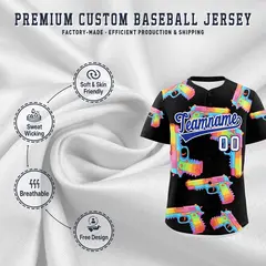 Black Royal Blue Firepower Graffiti Baseball Jersey 3