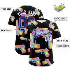 Black Royal Blue Firepower Graffiti Baseball Jersey 2