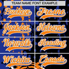 Black Royal Blue Orange Full-Snap Tiger Graffiti Baseball Jersey 6