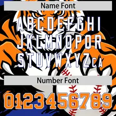 Black Royal Blue Orange Full-Snap Tiger Graffiti Baseball Jersey 7