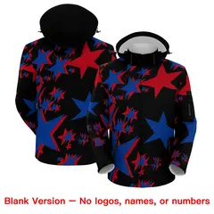 Black Royal Blue Red American Flag Independence Day Waterproof Jacket 6