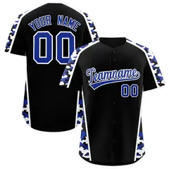 Black Royal Blue Side Camo Baseball Jersey 1