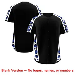 Black Royal Blue Side Camo Baseball Jersey 7