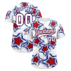 Black Royal Blue Star Graffiti Baseball Jersey 1
