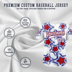 Black Royal Blue Star Graffiti Baseball Jersey 3