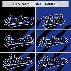Black Royal Blue Tiger Claw Scratch Split Baseball Jersey 3