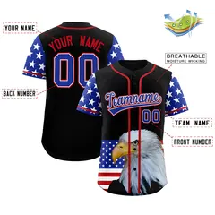 Black Royal Blue White American Flag Graffiti Split Independence Day Baseball Jersey 2