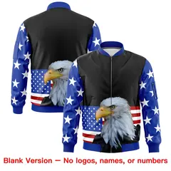 Black Royal Blue White American Flag Independence Day Full Zip Wrinkle-Resistant Jacket 6