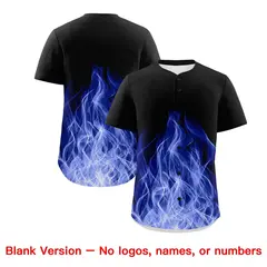 Black Royal Blue White Flame Graffiti Baseball Jersey 7