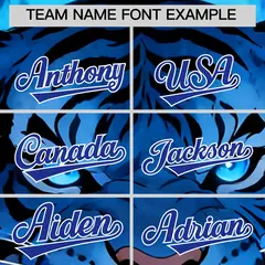 Black Royal Blue White Tiger Graffiti Baseball Jersey 3