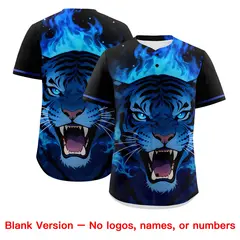 Black Royal Blue White Tiger Graffiti Baseball Jersey 7