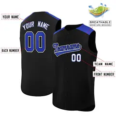 Black Royal Classic Sleeveless Baseball Jersey 2