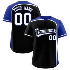 Black Royal Color Block Authentic Baseball Jersey 1