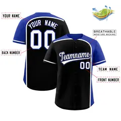 Black Royal Color Block Authentic Baseball Jersey 2