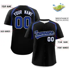 Black Royal Color Block Authentic Baseball Jersey 2