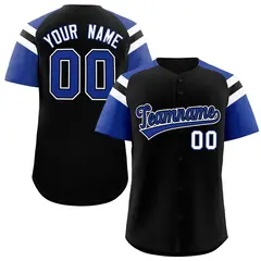 Black Royal Contrast Raglan Baseball Jersey 1
