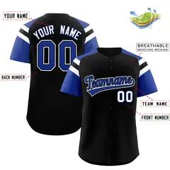Black Royal Contrast Raglan Baseball Jersey 2