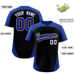Black Royal Edge Color Block Baseball Jersey 2