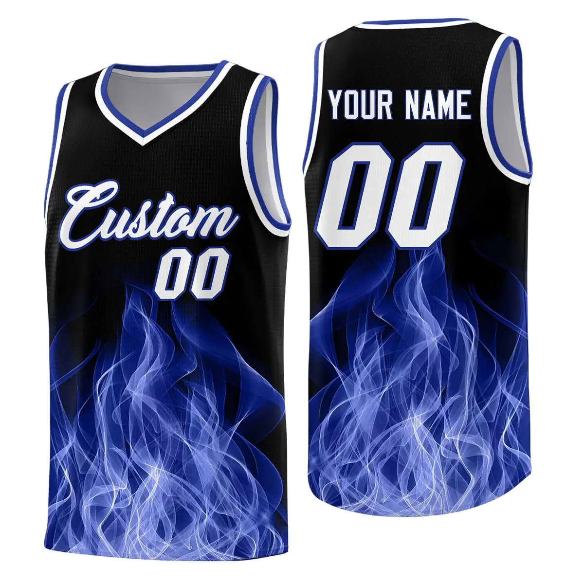 Black Royal Flame Graffiti Pattern Basketball Jersey