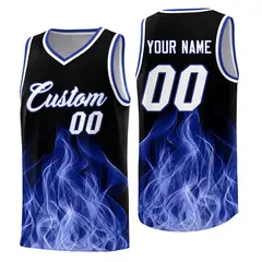 Black Royal Flame Graffiti Pattern Basketball Jersey 1